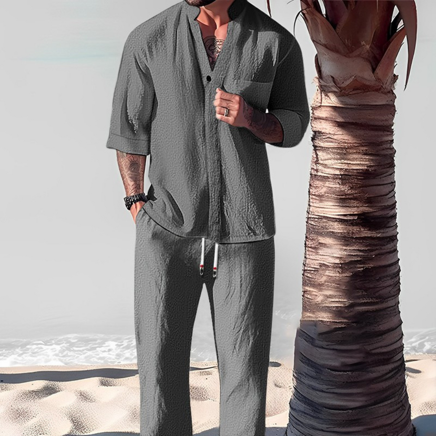 Merrick | Linen Shirt and Trouser Set – Grey