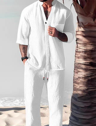 Merrick | Linen Shirt and Trouser Set – White