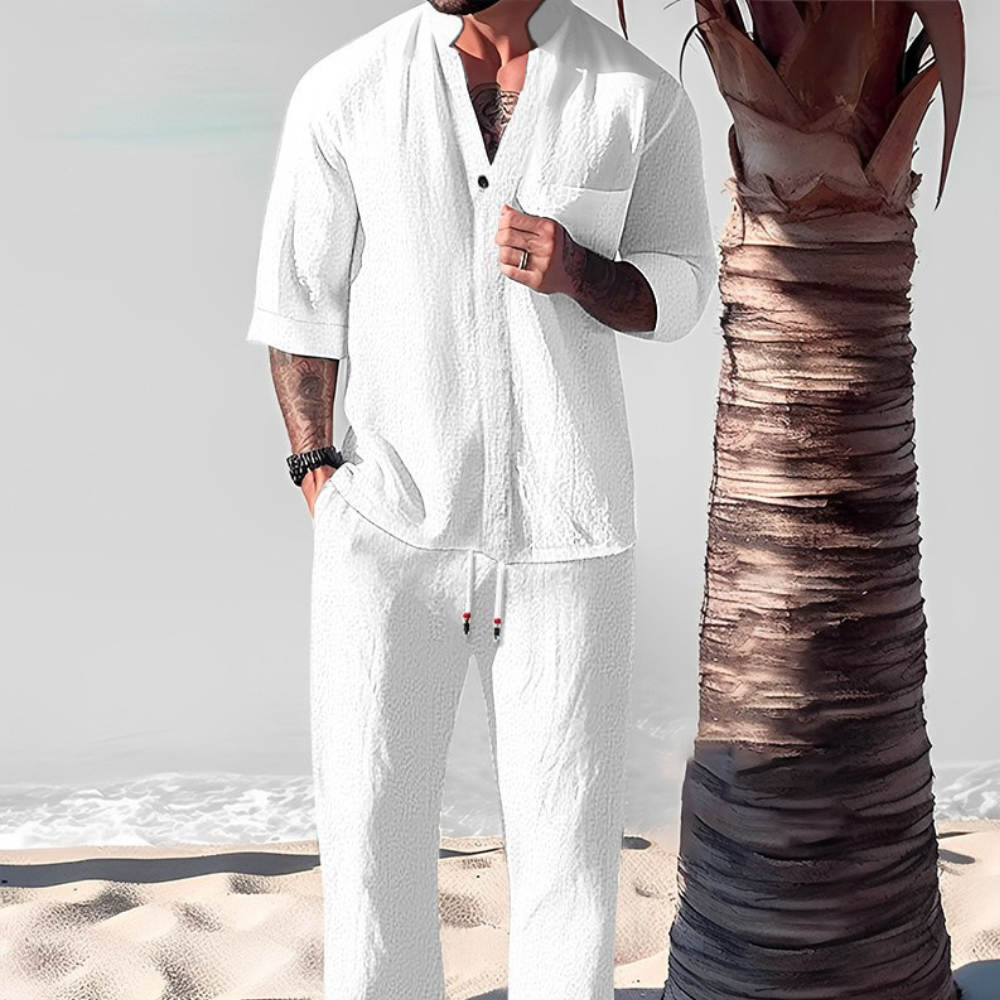 Merrick | Linen Shirt and Trouser Set – White