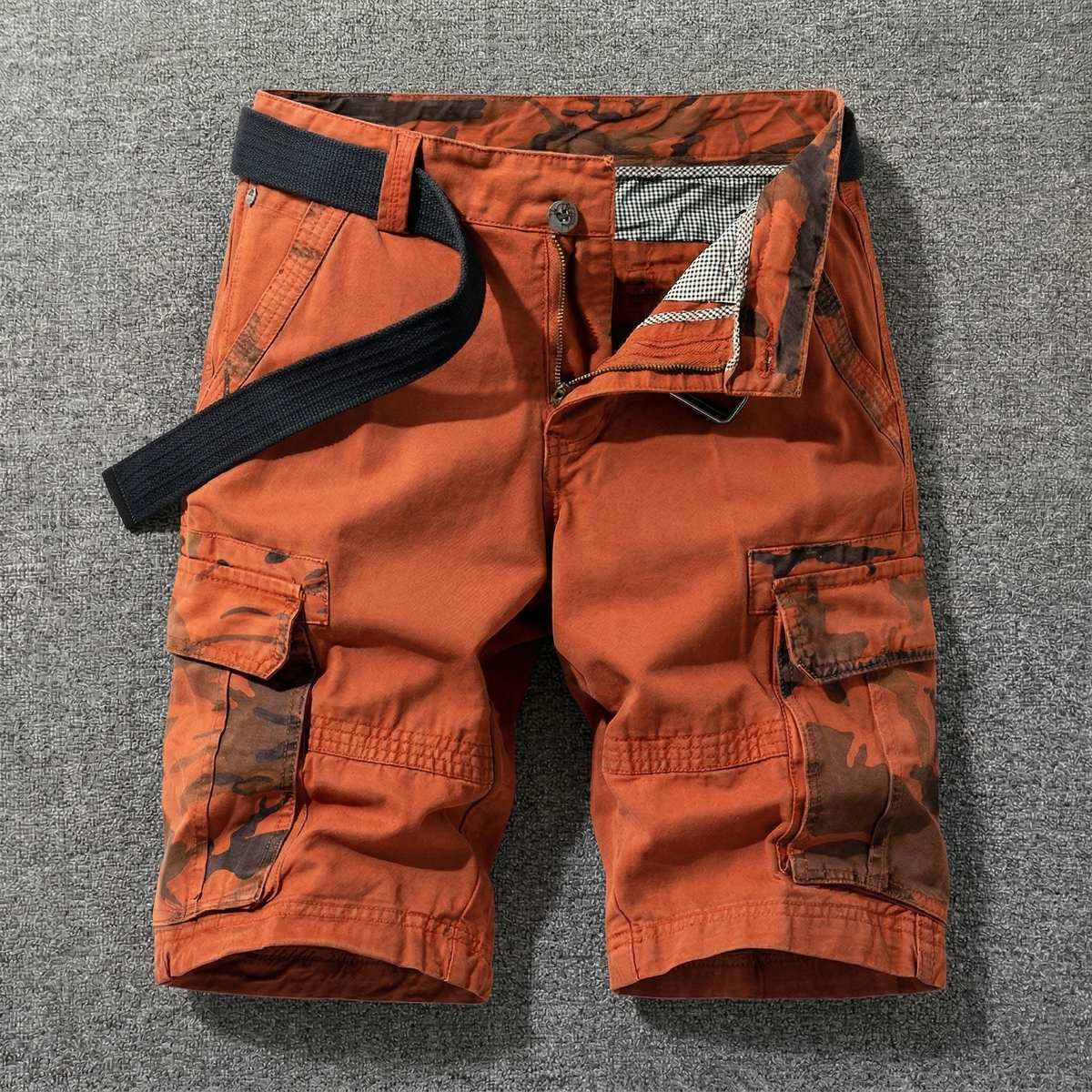 Wade | Cargo Shorts with Belt – Orange
