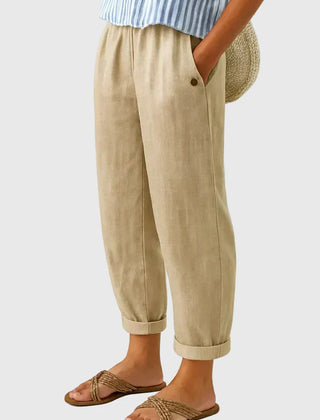 Willa | Breathable Everyday Linen Pants – Beige