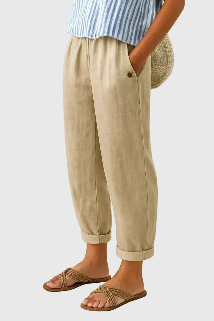 Willa | Breathable Everyday Linen Pants – Beige