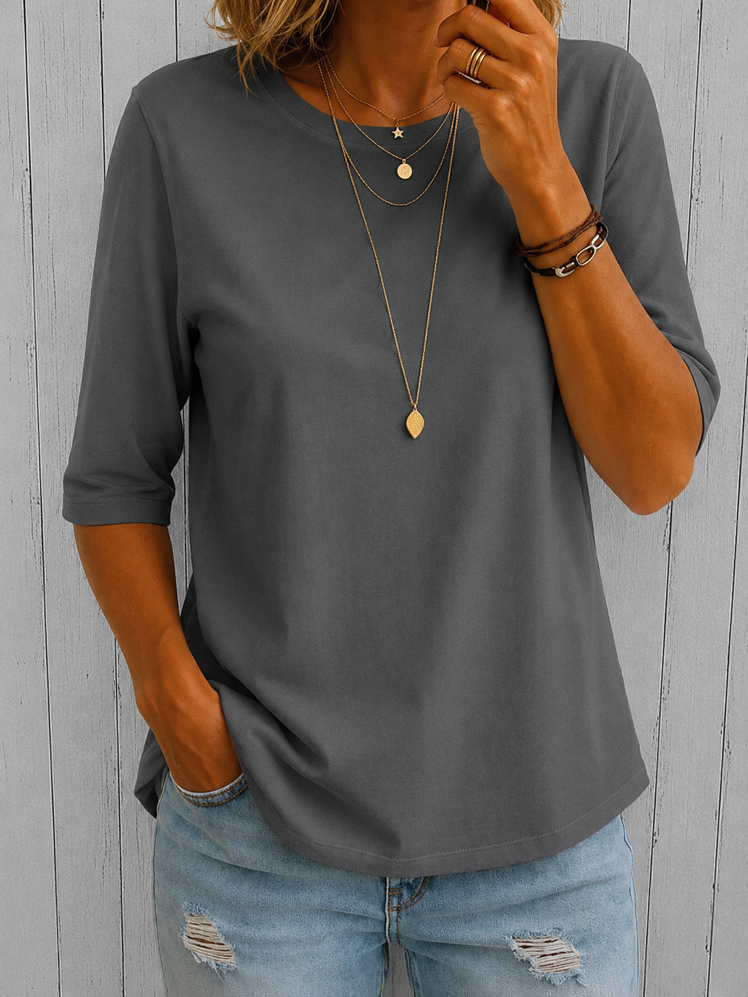 Eloise | Women's Comfort Coverage Tee – Grey