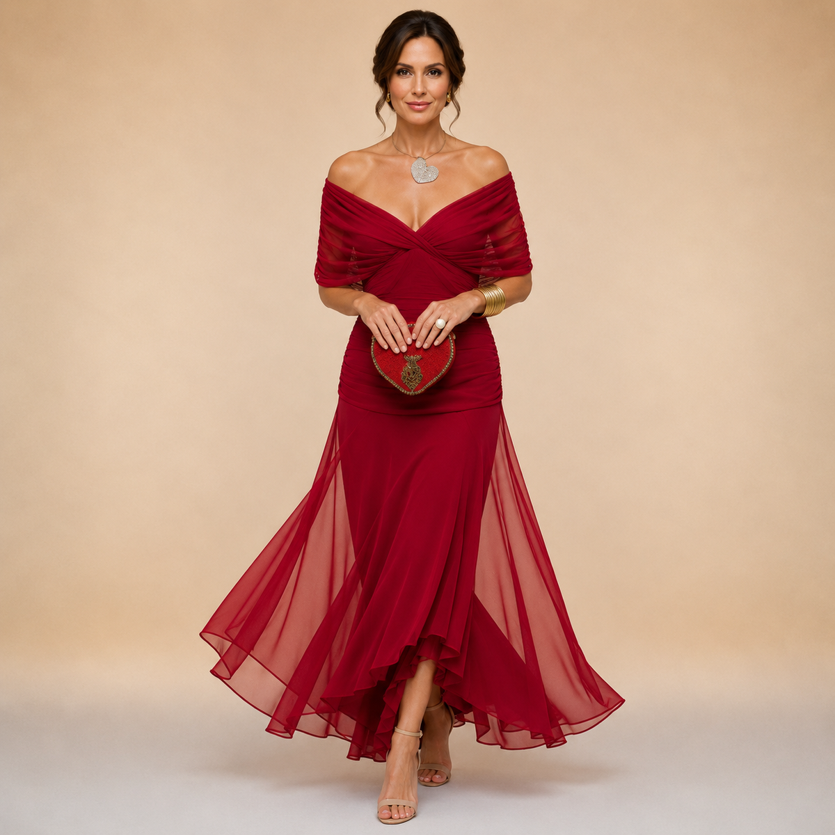 Giselle | Elegant Maxi Party Dress – Venetian Red