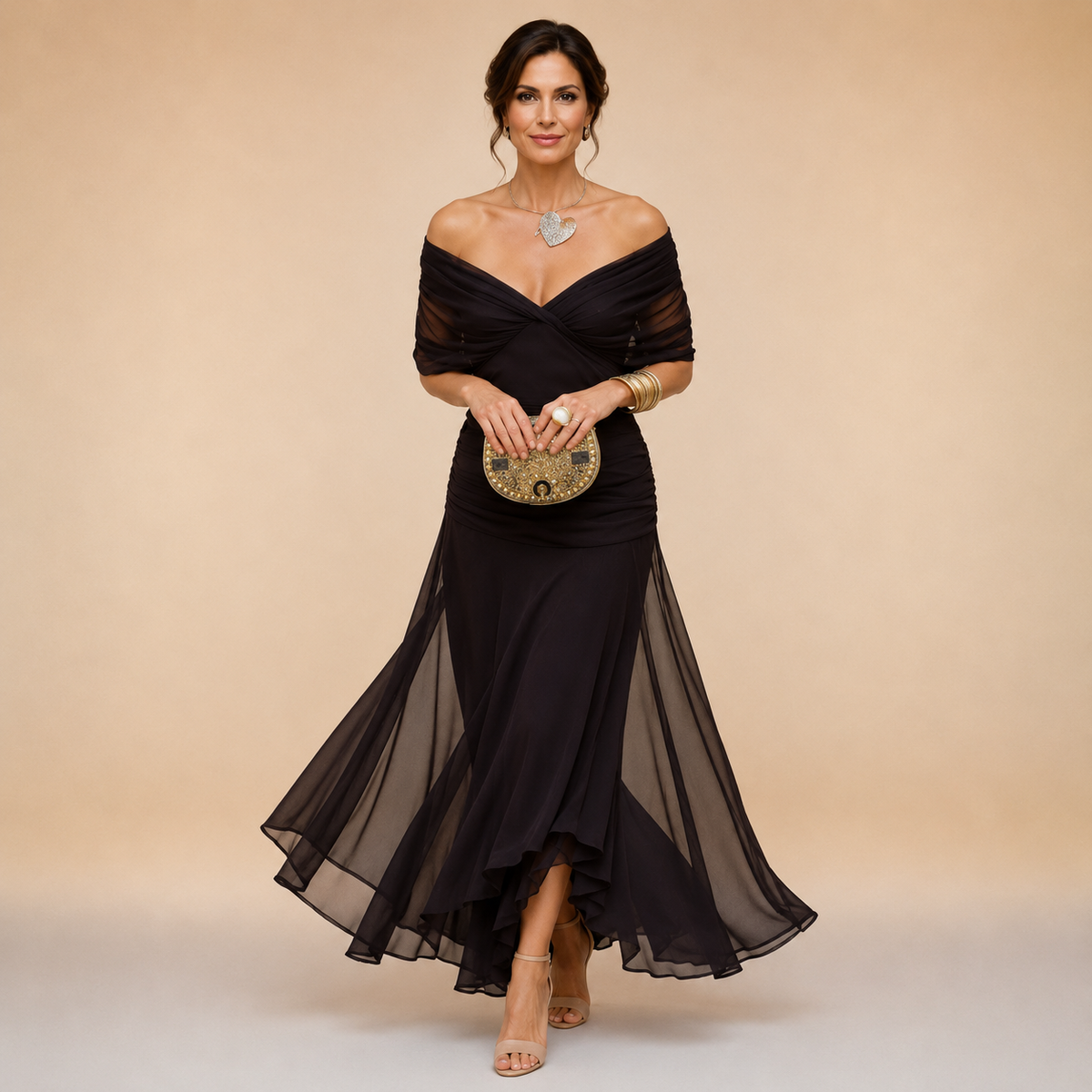 Giselle | Elegant Maxi Party Dress – Brown