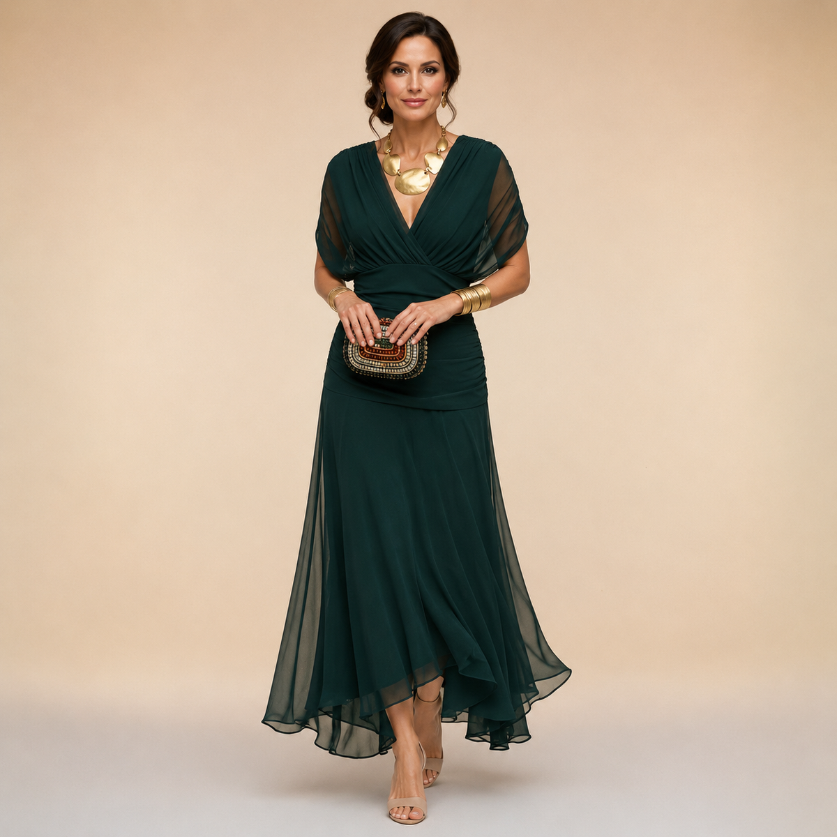 Giselle | Elegant Maxi Party Dress – Dark Green
