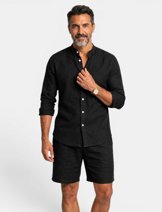 Gideon | Casual Linen Shirt Set – Black