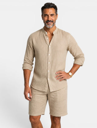 Gideon | Casual Linen Shirt Set – Khaki
