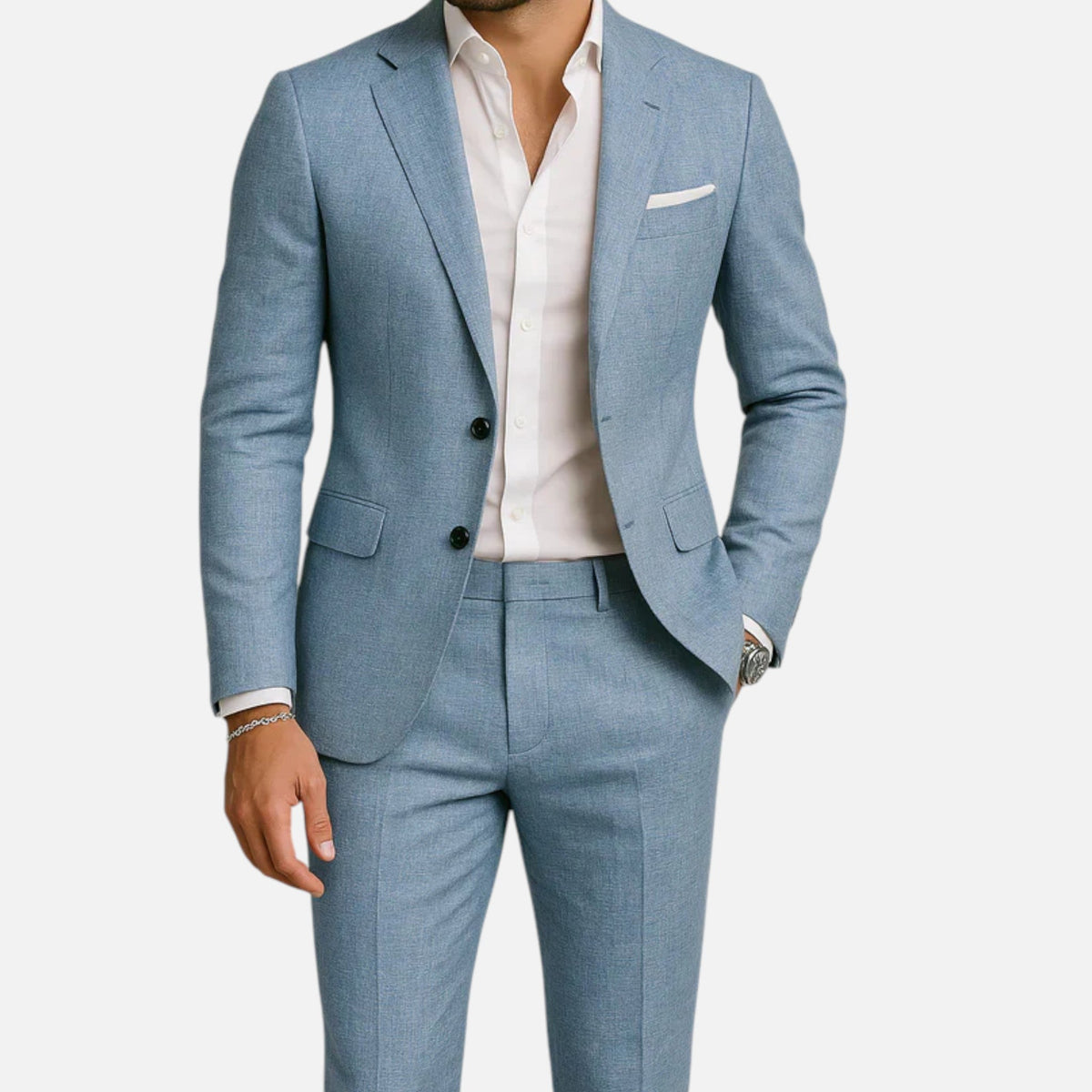 Digby | Men's Linen Casual Suit – Aqua Blue