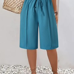 Cosima | Elegant High Waist Shorts – Blue