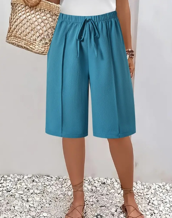 Cosima | Elegant High Waist Shorts – Blue