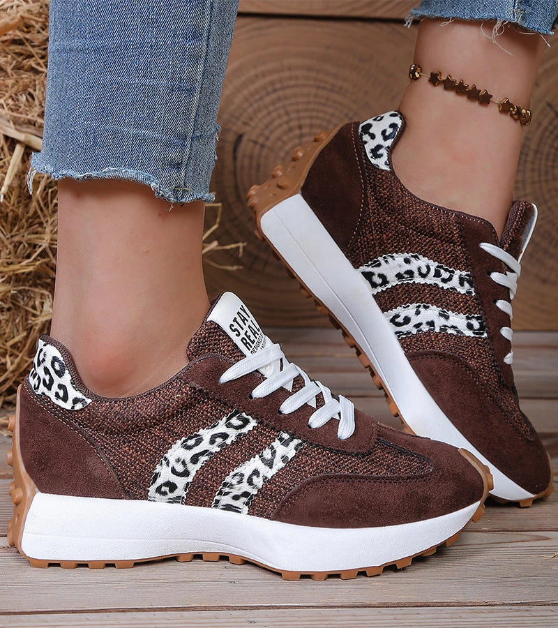 Coralie | Cushioned Orthopaedic Walking Sneakers – Brown Leopard