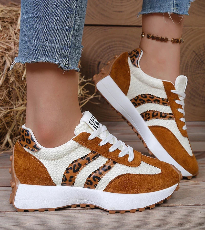 Coralie | Cushioned Orthopaedic Walking Sneakers – Beige Leopard