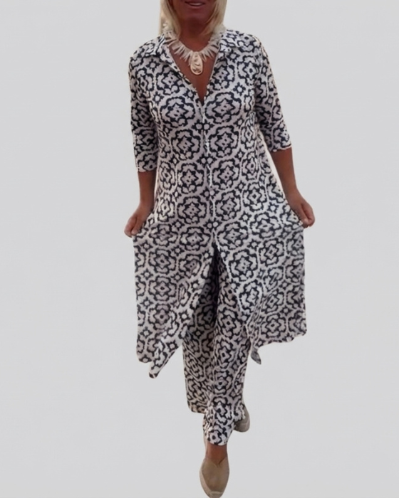 Orla | Button-Front Set with Matching Print
