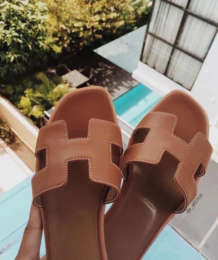 Primrose | Leather H-Strap Slip-On Sandals