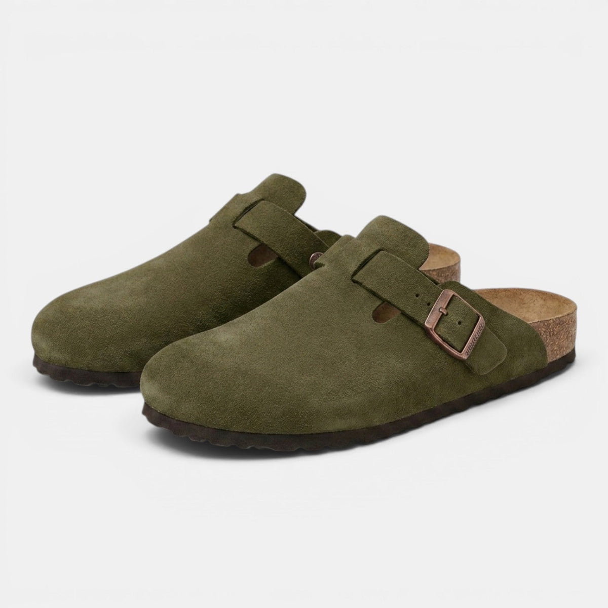 Ivor | Men's Suede-Look Slip-On Clogs – Green