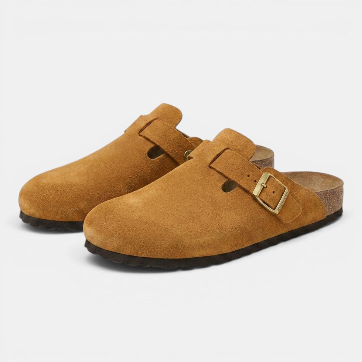 Ivor | Men's Suede-Look Slip-On Clogs – Brown