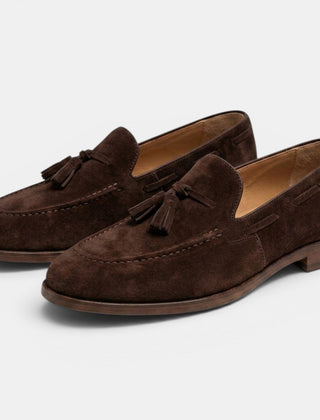 Emrys | Nubuck Leather Slip-On Loafers – Coffee Brown