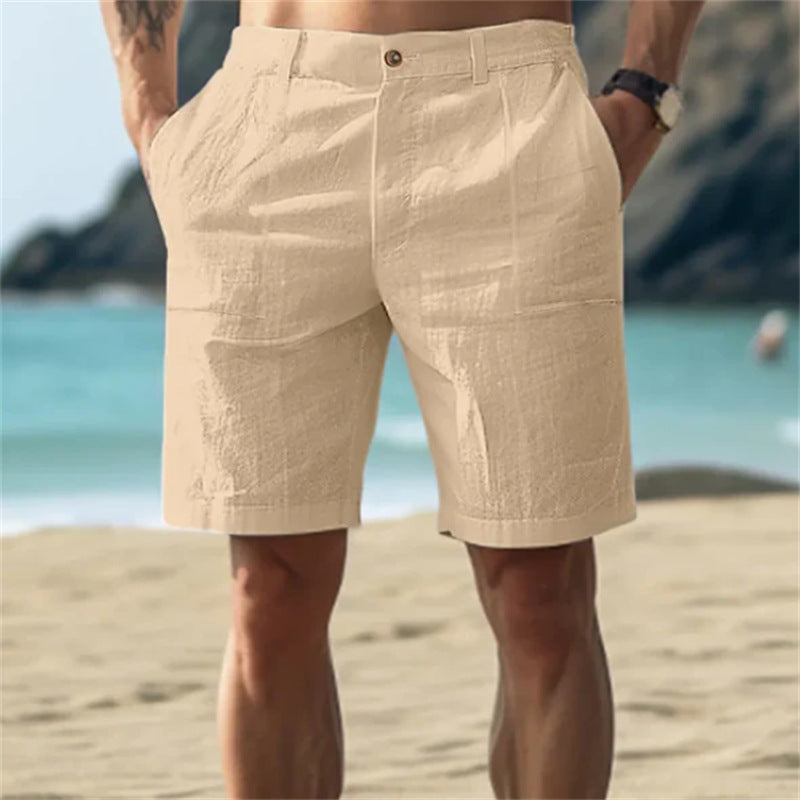 Jarrah | Linen Shorts with Button Fly – Khaki