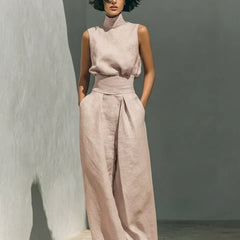 Rue | Minimalist Sleeveless Linen Set – Pink