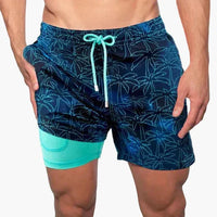 Ollie | Men's Tropical Print Beach Shorts with Liner