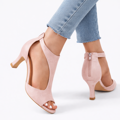 Romaine | Cushioned Heeled Sandals with Cut-Out Design