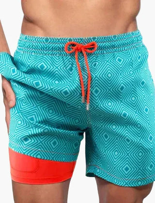 Ollie | Men's Tropical Print Beach Shorts with Liner – Coral Reef