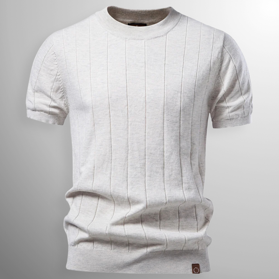 Grayson | Premium Ribbed Crew Tee – Beige