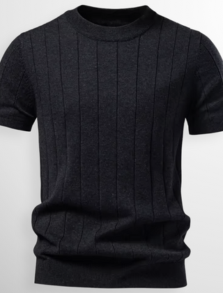 Grayson | Premium Ribbed Crew Tee – Black