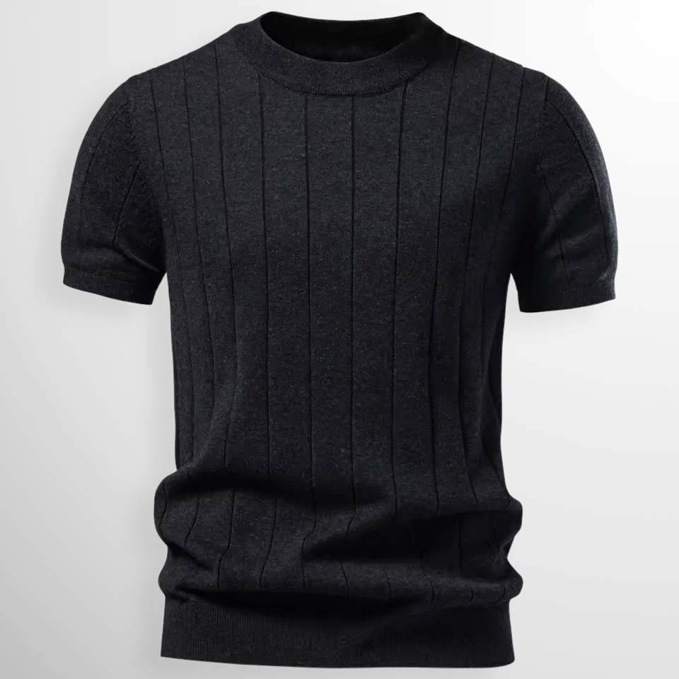 Grayson | Premium Ribbed Crew Tee – Black