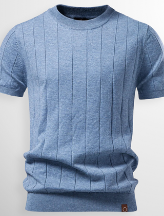 Grayson | Premium Ribbed Crew Tee – Blue