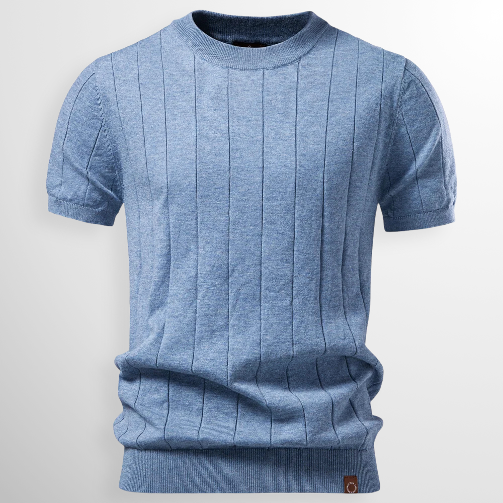 Grayson | Premium Ribbed Crew Tee – Blue
