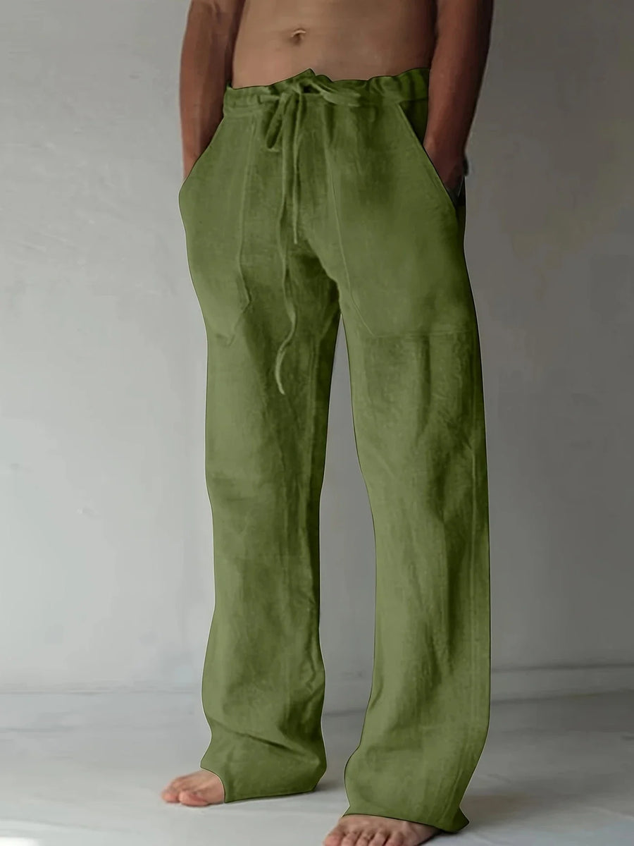 Idris | Men's Baggy Linen Pants for Warm Days – Green