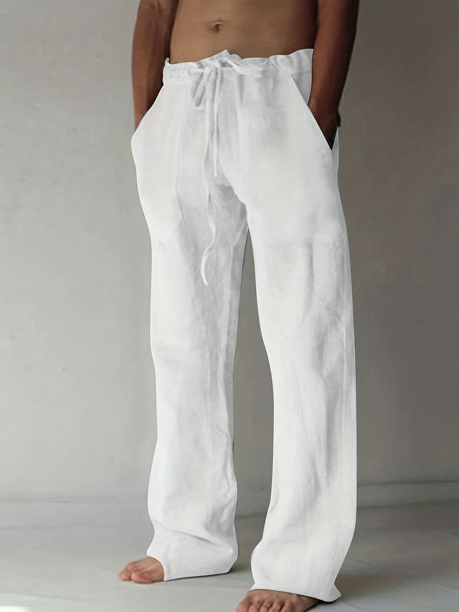 Idris | Men's Baggy Linen Pants for Warm Days – White