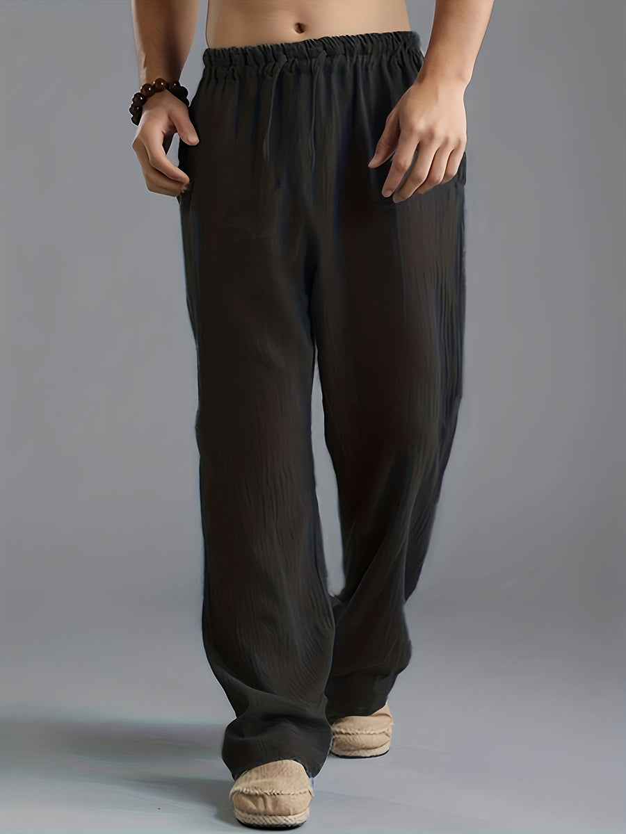 Yorick | Linen Pants with Elastic Waist and Relaxed Cut – Black