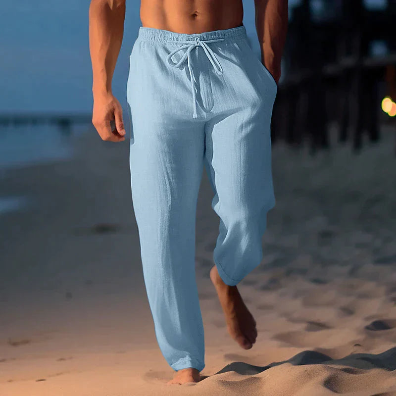 Ulric | Men's Breathable Linen Pants for Summer – Light Blue