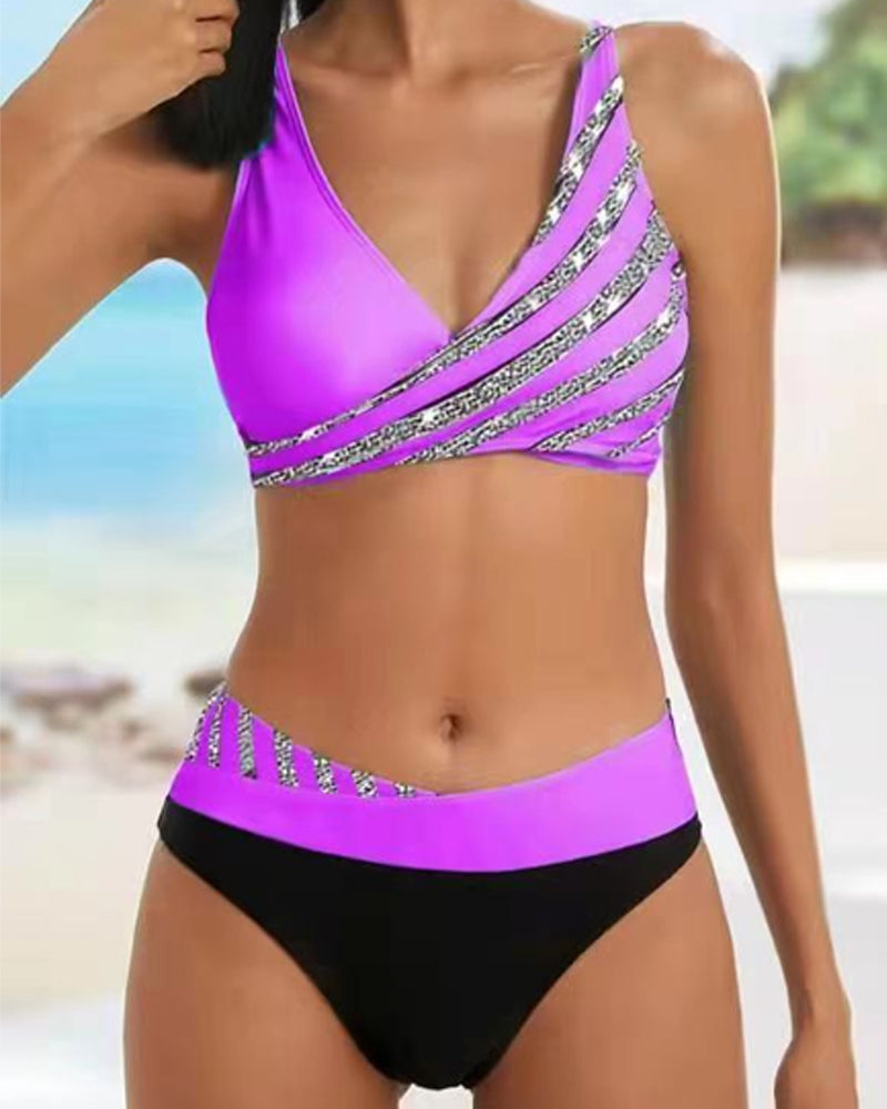 Tamsin | Boho Print Bikini with Adjustable Straps – Purple