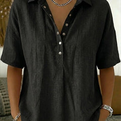 Daphne | Elegant Short Sleeve Blouse – Black