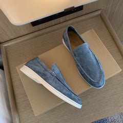Ronan | Vintage Style Leather-Look Loafers – Light Blue