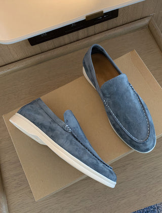 Ronan | Vintage Style Leather-Look Loafers – Light Blue