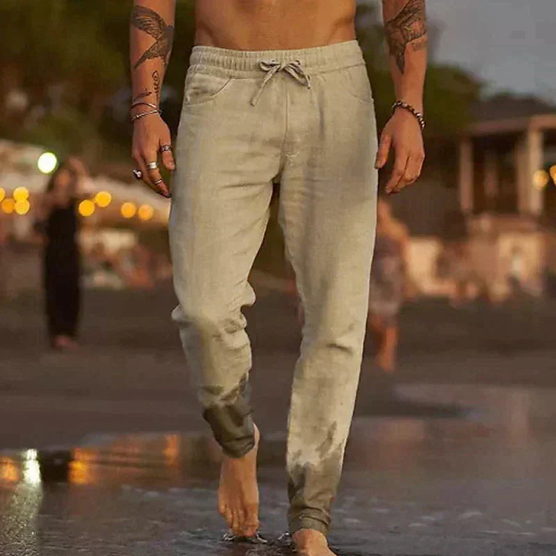 Bram | Men's Linen Pants with Relaxed Fit – Beige