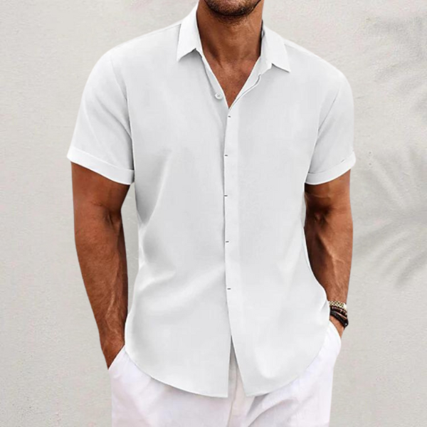 Dexter | Classic Linen Summer Shirt – White