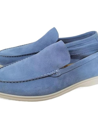 Lennox | Men's Casual Leather Slip-On Loafers – Light Blue