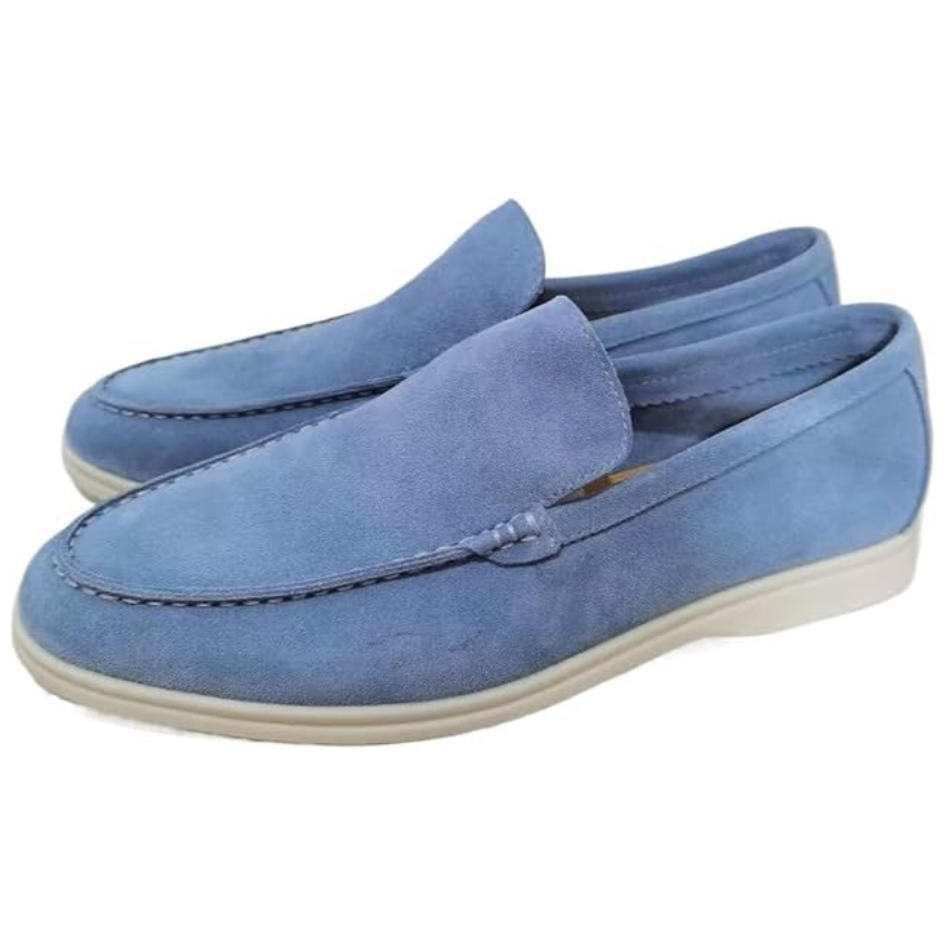 Lennox | Men's Casual Leather Slip-On Loafers – Light Blue