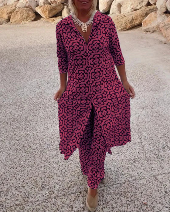 Orla | Button-Front Set with Matching Print – Pink