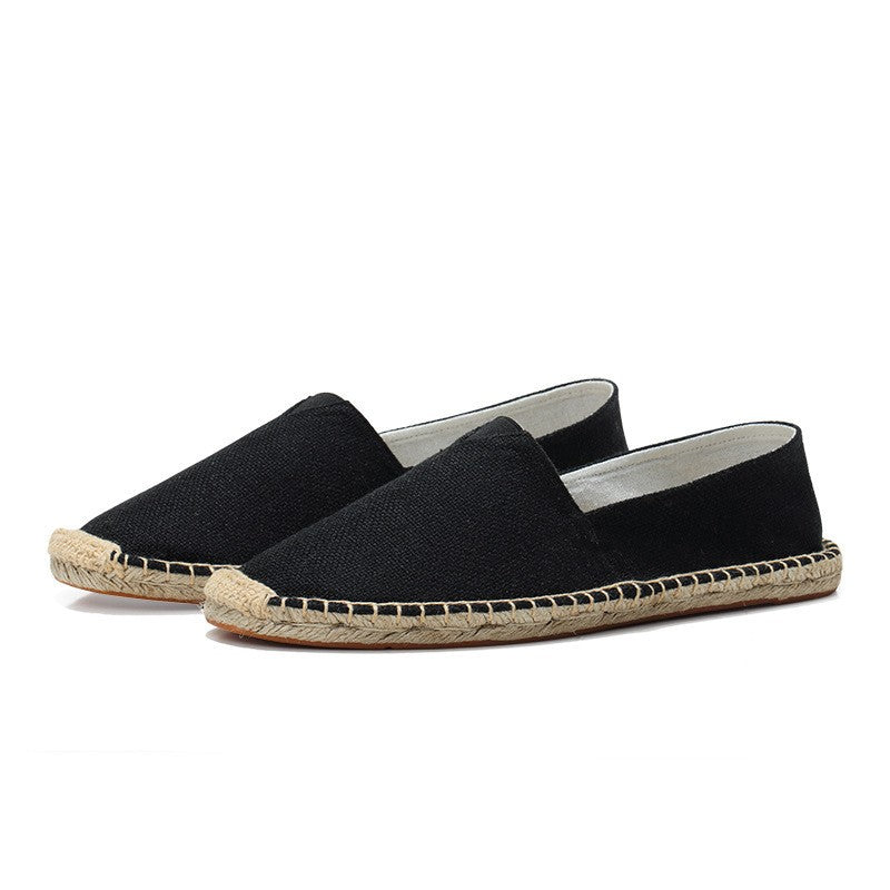 Lucian | Men's Linen Espadrilles with Cushioned Insole – Black