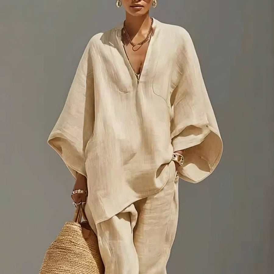 June | Women's Casual Set with V-Neck