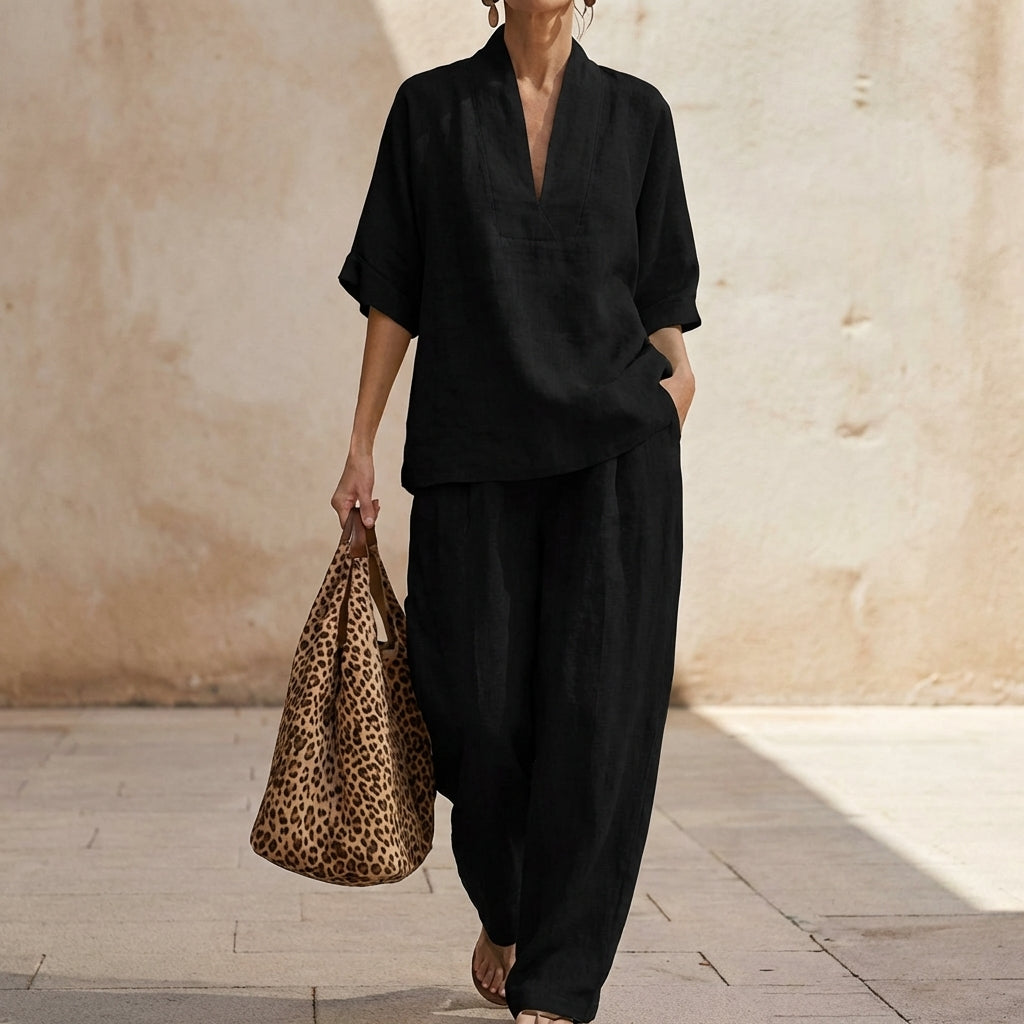 Della | Women's Two Piece Set with Relaxed Fit – Black