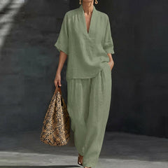 Della | Women's Two Piece Set with Relaxed Fit – Green