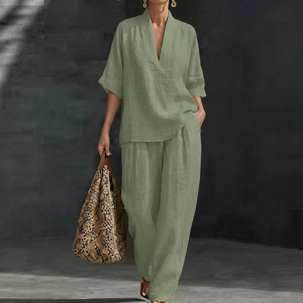 Della | Women's Two Piece Set with Relaxed Fit – Green